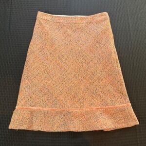 Charming Tweed A-Line Skirt with Velvet Trim Peach Multi Color Women Size 6